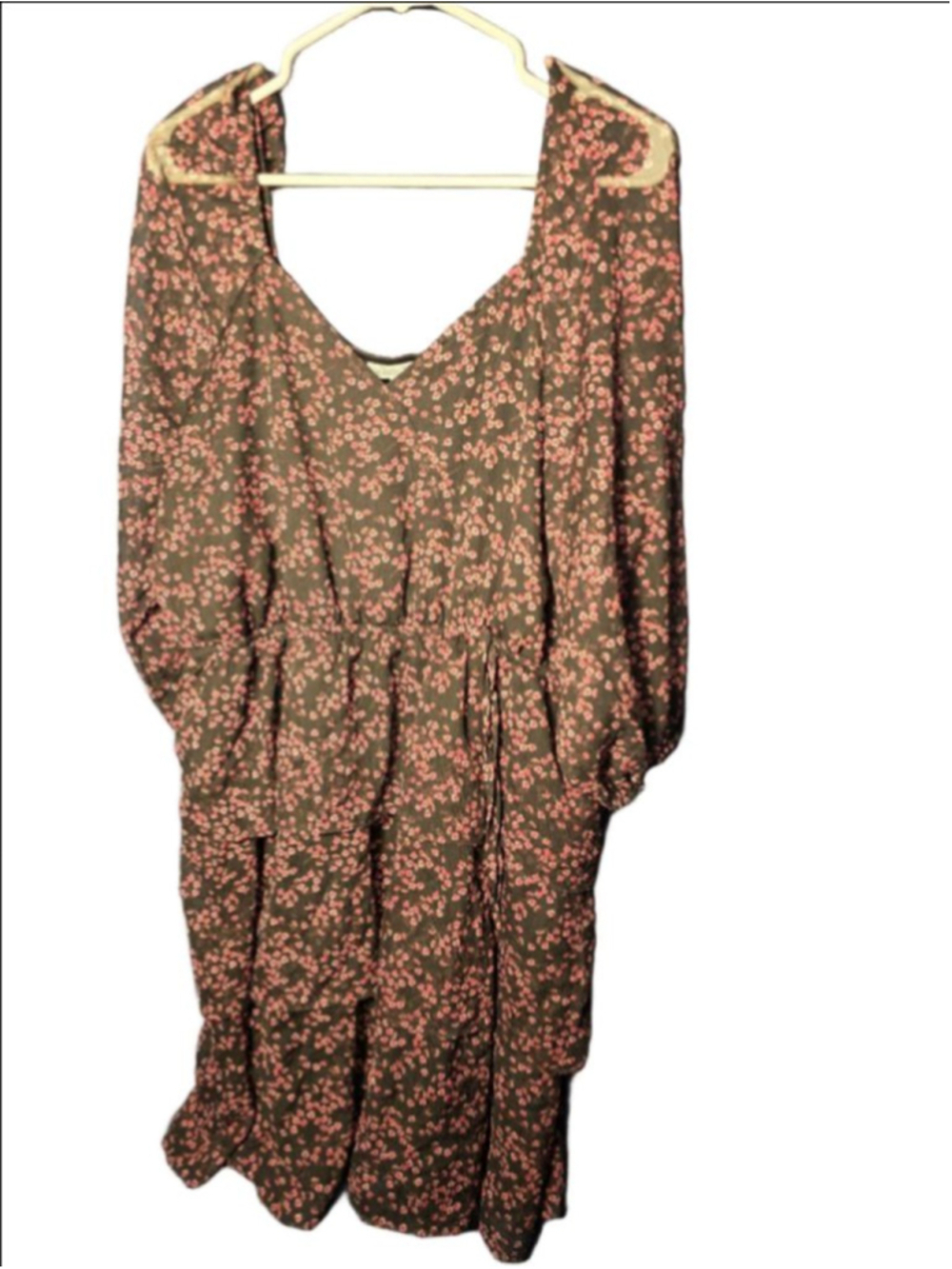 Women's Ophelia Roe Black Pink Floral Long Sleeve Dress 1X